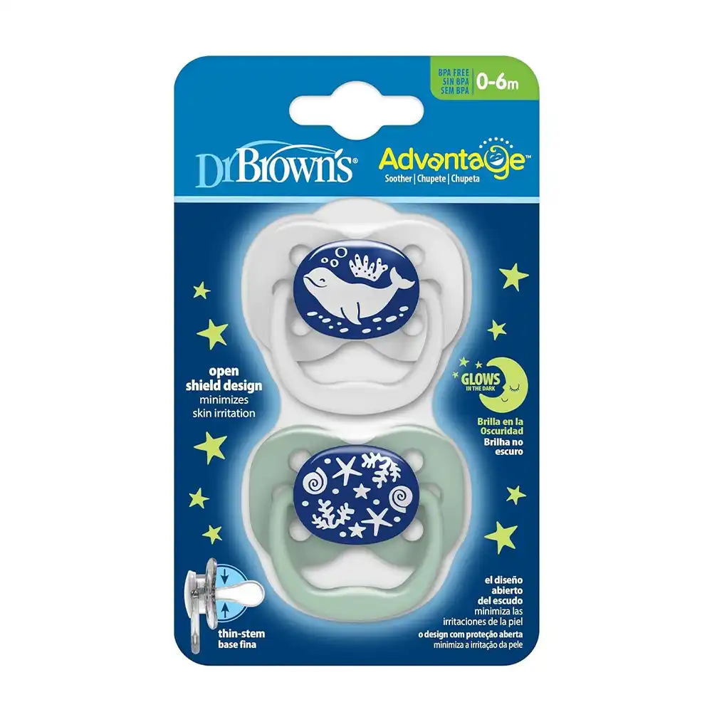 dr-browns-advantage-0-6-glows-boy-1 پستانک ارتودنسی 0 تا 6 ماه شب تاب دکتر براون | Dr Brown's پسرانه - تصویر 1