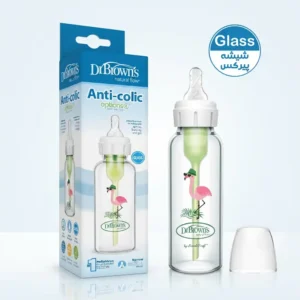 خرید شیشه شیر پیرکس دهانه باریک 250 میلی‌لیتر طرح فلامینگو دکتر براون