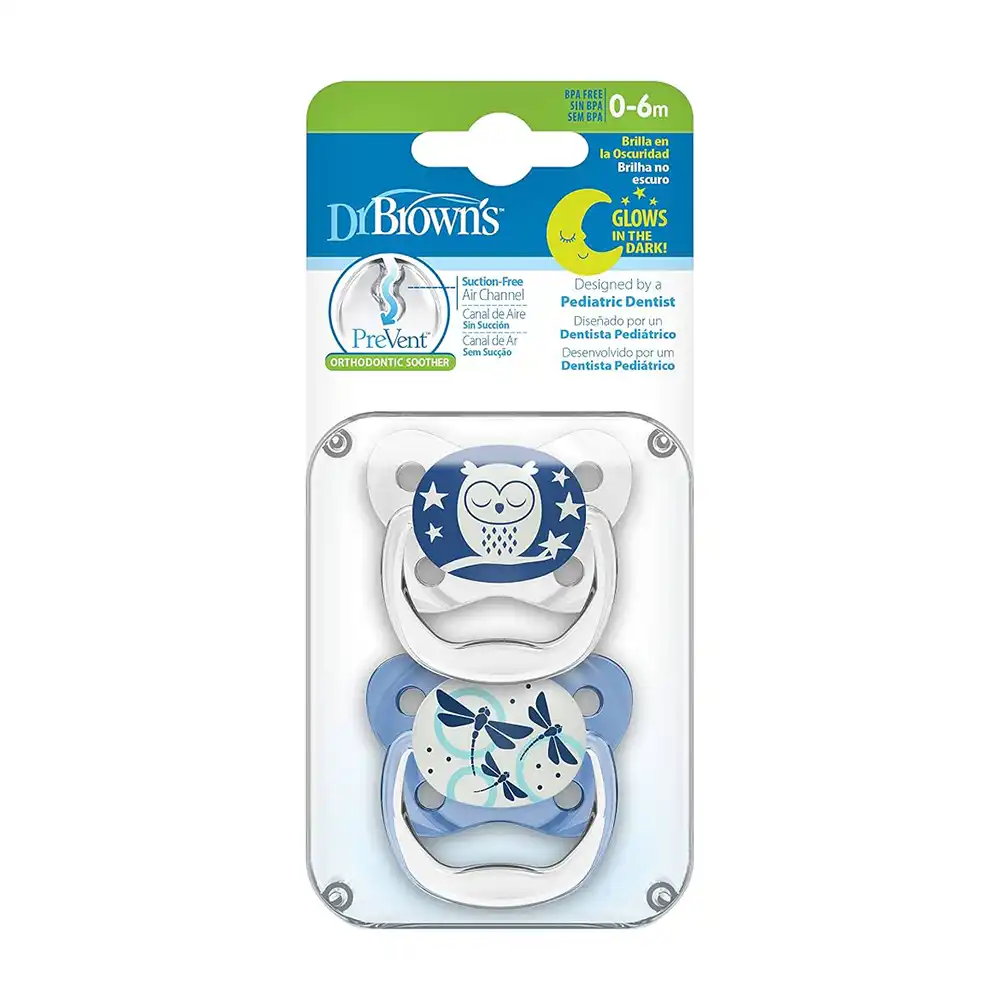 dr-browns-prevent-glow-owl-1 خرید پستانک ارتودنسی 0 تا 6 ماه شب تاب دکتر براون | Dr Brown's طرح جغد