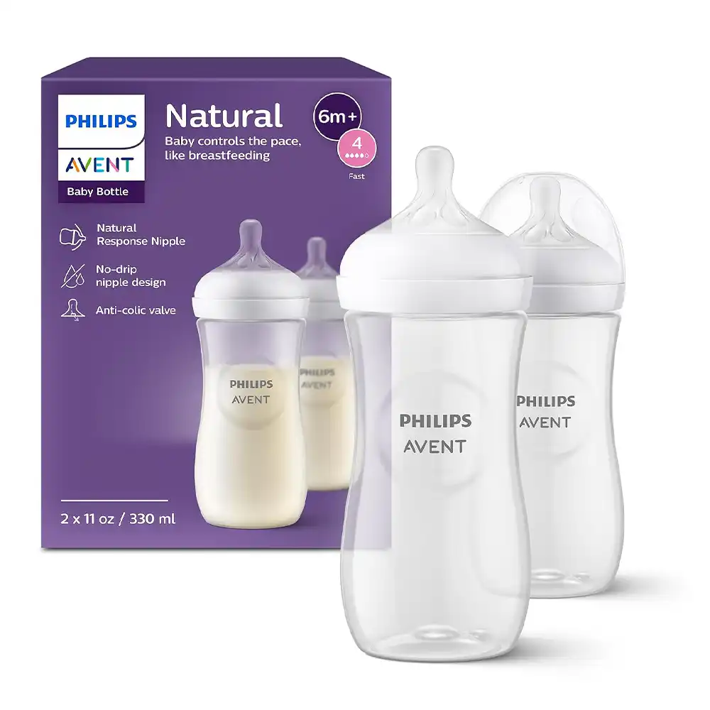 philips-avent-natural-330ml-2pcs-1 خرید شیشه شیر 330 میلیلیتر ضد نفخ طلقی اونت دو عددی