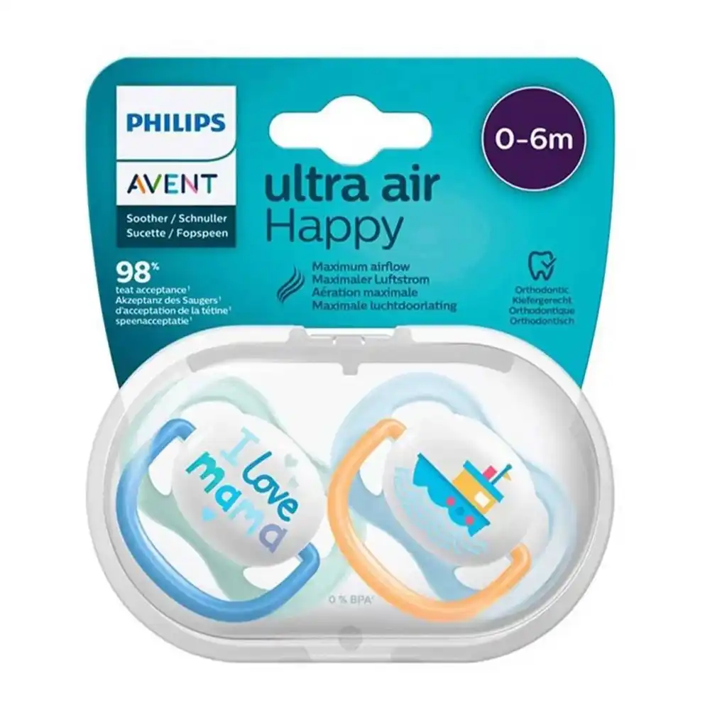philips-avent-ultra-air-happy-a-1 پستانک دو عددی 0 تا 6 ماه اونت | Avent مدل Ultra Air Happy طرح A