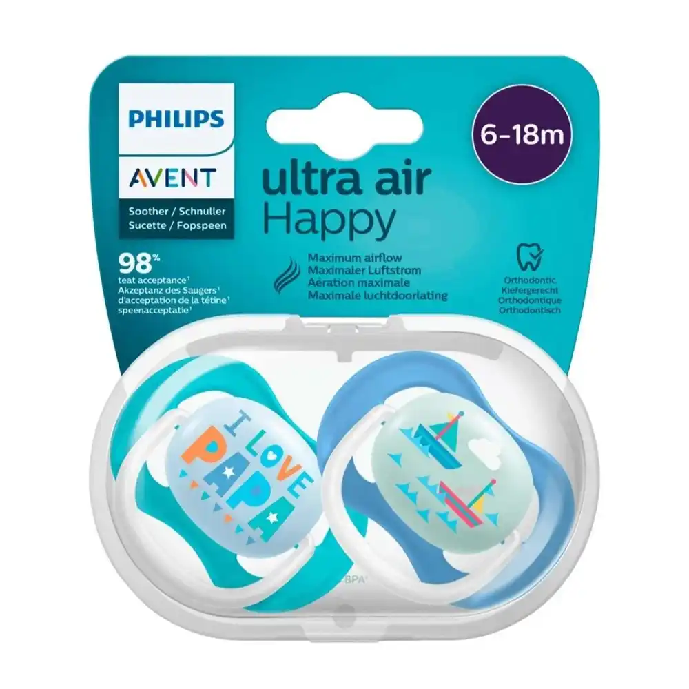 philips-avent-ultra-air-happy-b-1 پستانک دو عددی 6 تا 18 ماه اونت | Avent مدل Ultra Air Happy طرح A