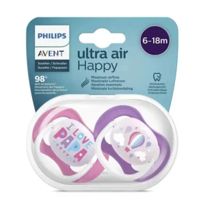 پستانک دو عددی 6 تا 18 ماه اونت | Avent مدل Ultra Air Happy طرح B