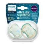 پستانک دو عددی 0 تا 6 ماه اونت AVENT طرح Ultra Air شب تاب