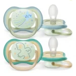 پستانک دو عددی 0 تا 6 ماه اونت AVENT طرح Ultra Air شب تاب