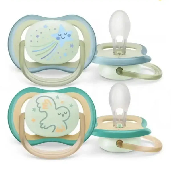 پستانک دو عددی 0 تا 6 ماه اونت AVENT طرح Ultra Air شب تاب