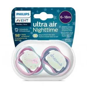 پستانک دو عددی 6 تا 18 ماه اونت | Avent مدل Ultra Air شب تاب طرح C