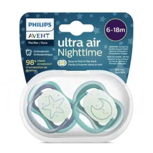 پستانک دو عددی 6 تا 18 ماه اونت | Avent مدل Ultra Air شب تاب طرح D