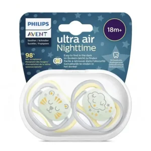 پستانک دو عددی 18+ ماه اونت | Avent مدل Ultra Air شب تاب طرح E